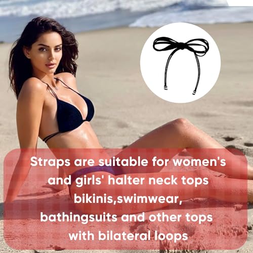 Image of Halter Neck Bra Straps Replacement Swimsuit Bathing Suit Self Tie-knot Adjustable Detachable Spare Bra Straps