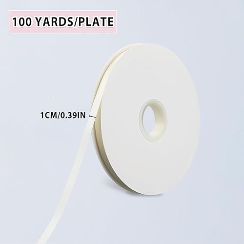 Miniatura 4 de Dimeho Cinta de satén blanca de 38 pulgadas x 100 yardas, rollo de cinta de tela fina sólida para envolver regalos, regalos de fiesta, manualidades,