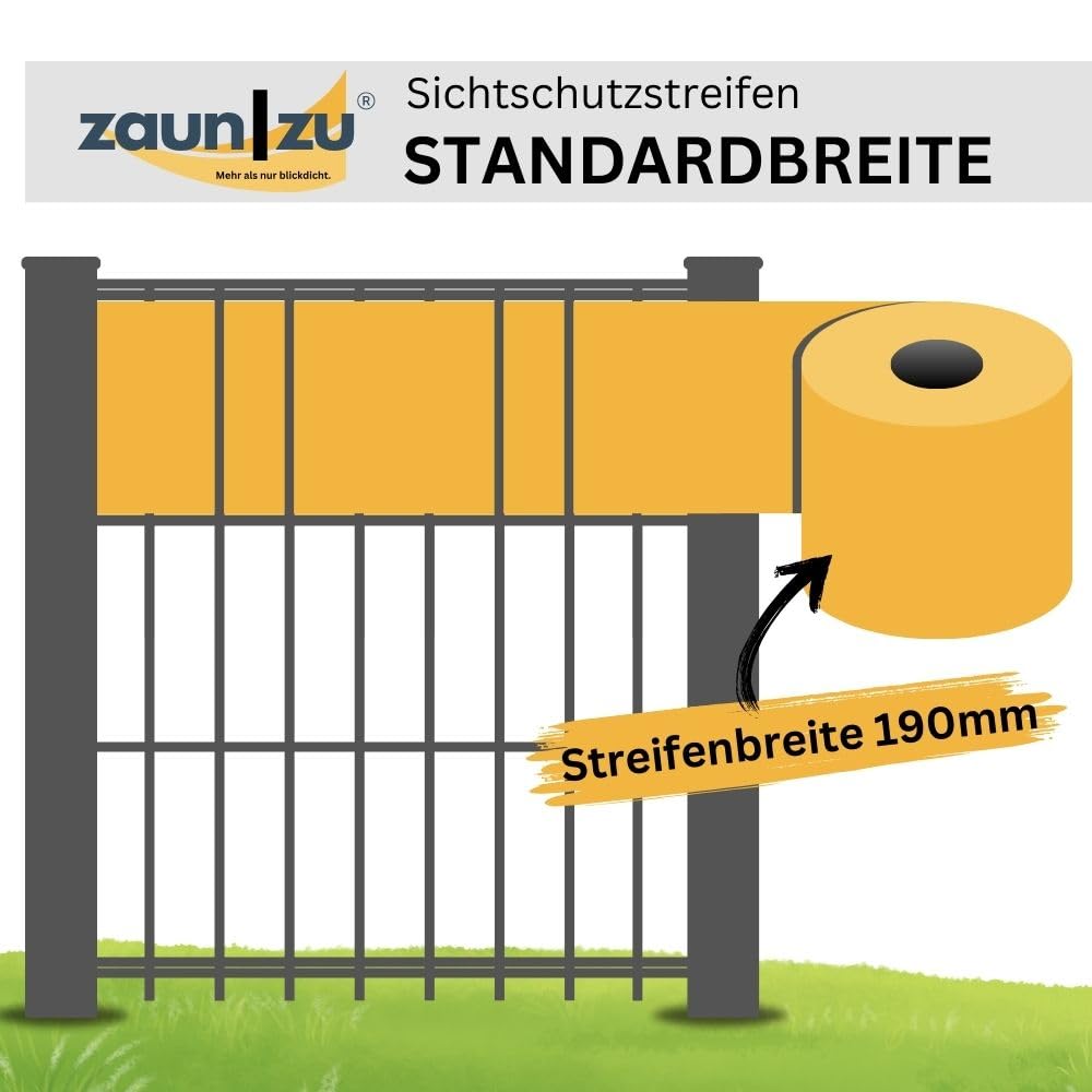 Premium 35 Meter Rolle 19cm hoch | genarbte Oberfläche | Sichtschutzstreifen PP für Doppelstabmatten UV-beständiger Sichtschutz | Zaunblende Made in Germany Weiß, 35m