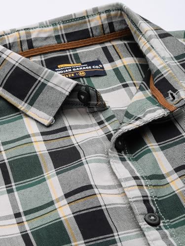 Image of The Indian Garage Co Men Regular Fit Checkered Full Sleeves Cutaway Collar Casual Shirt