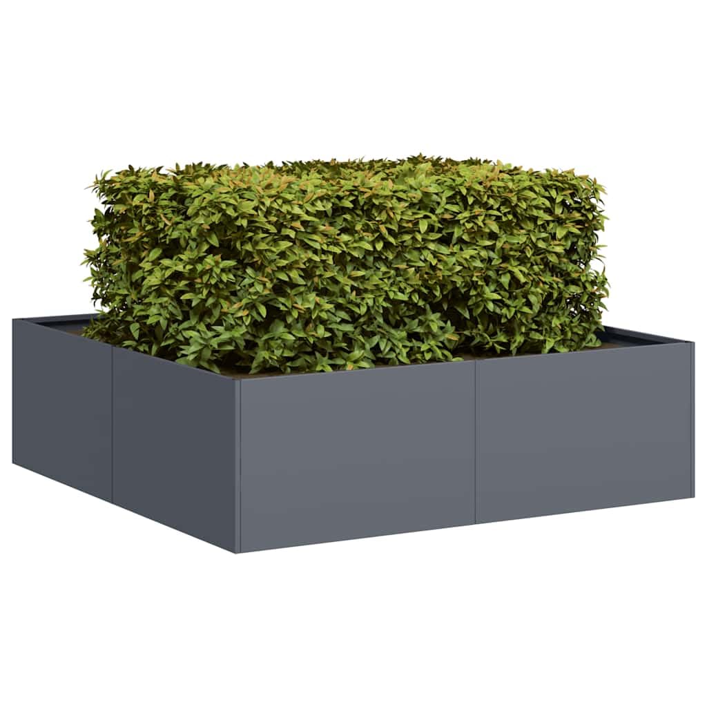 IKAYAA Raised Garden Bed Galvanised planter Bottomless Galvanised Steel Planter Box for Growing Outdoor Plants, Vegetables-anthracite-100 x 100 x 30 cm