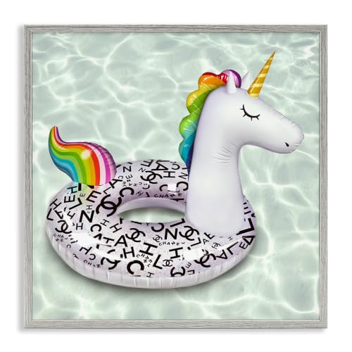 'Trendy Unicorn Pool Ring Patterned Upscale'| Framed Giclee Art