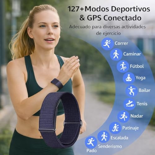 Duckdik Smart Band, Pulsera Actividad sin Pantalla con GPS, Pulsómetro, SPO₂, Monitor Sueño, Notificaciones, Resistente Agua, 2 Correas Negra + Naranja - imagen 5