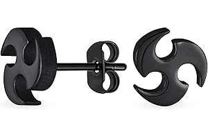 Unisex Small Tribal Warrior Blade Ninja Star Stud Earrings