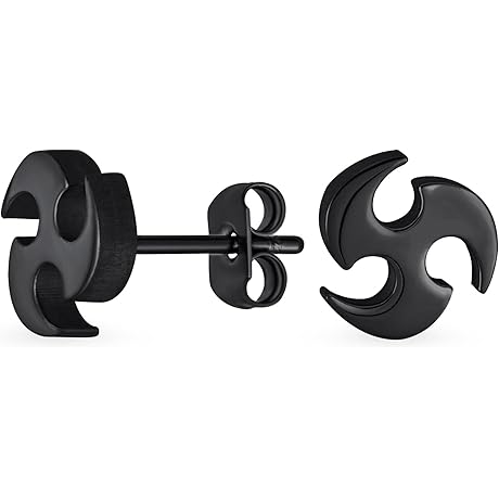 Unisex Small Tribal Warrior Blade Ninja Star Stud Earrings