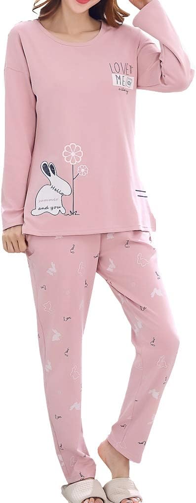 Young Girls Lovely Bunny Pajama Sets Cotton Long Sleeve Pjs Clothes Sleepwear Shirts