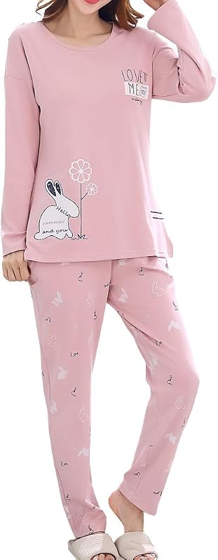 Vopmocld Young Girls Lovely Pajama Sets Cotton Pants Pjs Clothes Sleepwear | 65% Cotton, 35% Polyester, Soft & Breathable, Long Sleeve Long Pants, Casual & Lounge for Teens Girl, Pants with Side Pockets
