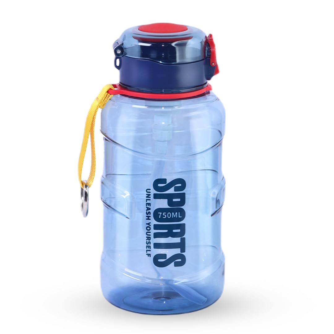 Attro Pro Sip 750ml Bottle Stylish & Functional Comes with flip top lid & Straw Easy to Carry with Hand Strap, BPA Free, Leakproof Perfect for Gym Workout,Sports,School & Outdoor- Midnight Blue 2
