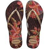 Havaianas Women's Slim Animal Floral Fusion Flip Flops - Spring and Summer Pool Sandals for Women, Rust, 9/10