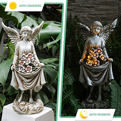 Rezpuao 𝐆𝐚𝐫𝐝𝐞𝐧 𝐀𝐧𝐠𝐞𝐥 𝐒𝐭𝐚𝐭𝐮𝐞, Angel Figurines Outdoor Decor, Solar Angel Decor For Patio Lawn Yard Porch Decorations, Housewarming Garden Gift,11.81Inch #TOP3