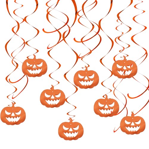 BEISHIDA Halloween Pumpkin Hanging Decorations - Orange Swirls, Horror Party