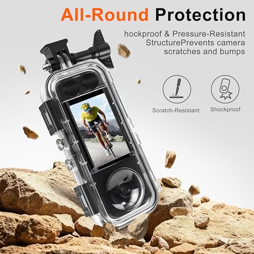 FitStill Waterproof Housing for Insta 360 X5, 40M Diving Depth, HD Optical Glass Lens, Dive Housing for Underwater Photography, Full Protection, X5 Accessories