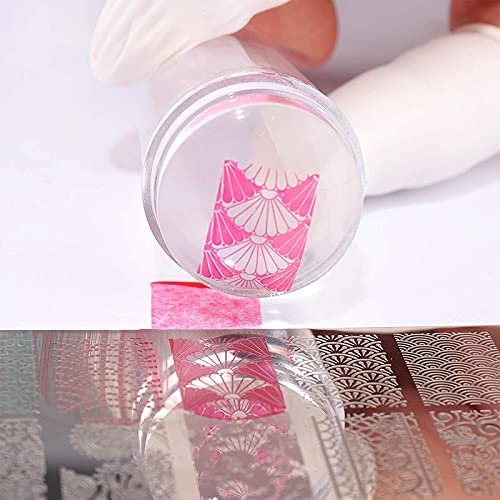 Tusig Club Nail Art Stamper, Clear Silicone Stamping Jelly with Scraper, Transparent Visible Body, No Misplacement for DIY Nail Decor (Clear)