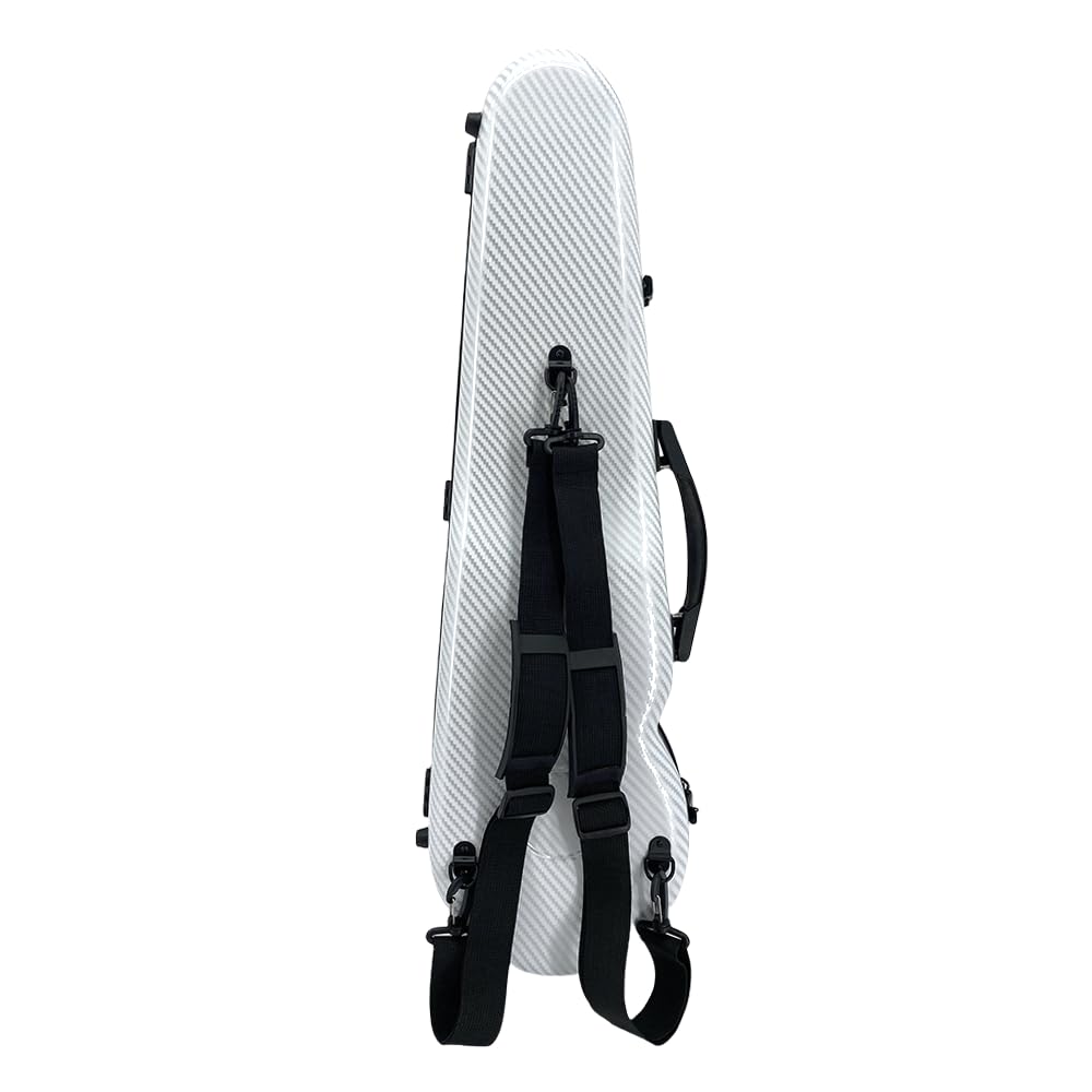 Estuche de violín compuesto de carbono 4/4, carcasa rígida de viaje, acolchado de suspensión, correas de mochila, construcción ultraligera, protección, impermeable, duradero (blanco)