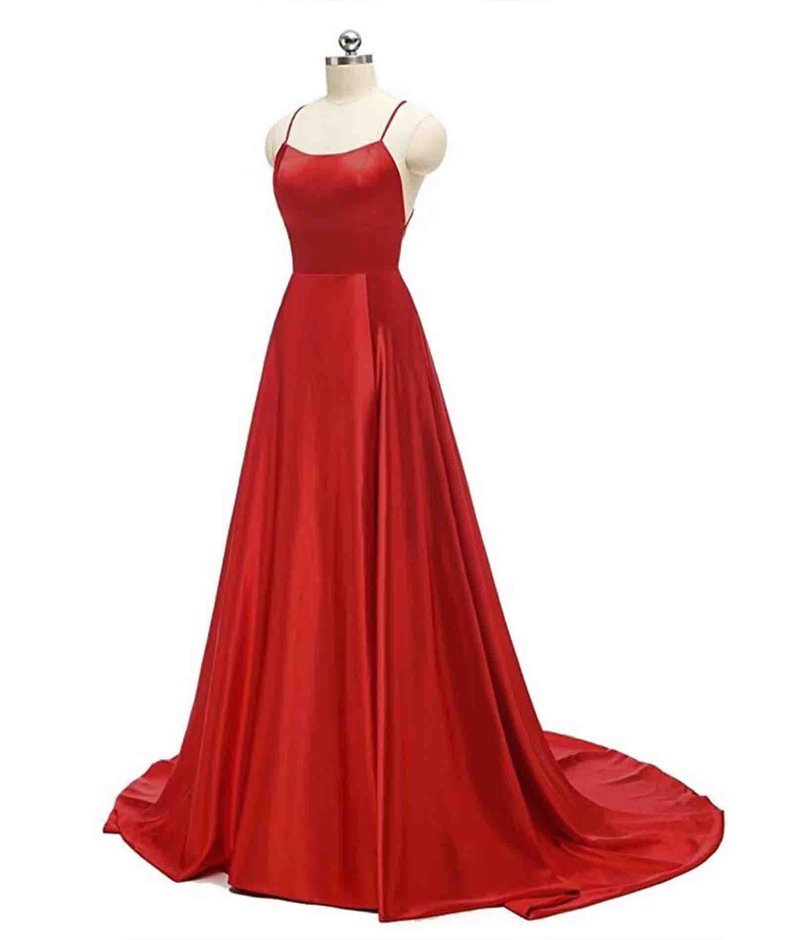 HAHAEMMA Vestido largo para mujer, elegante, con bolsillos, de satén, línea A, sin espalda, vestido de noche, vestido de noche, sexy, espagueti, vestido de novia, vestido largo de princesa de dama de