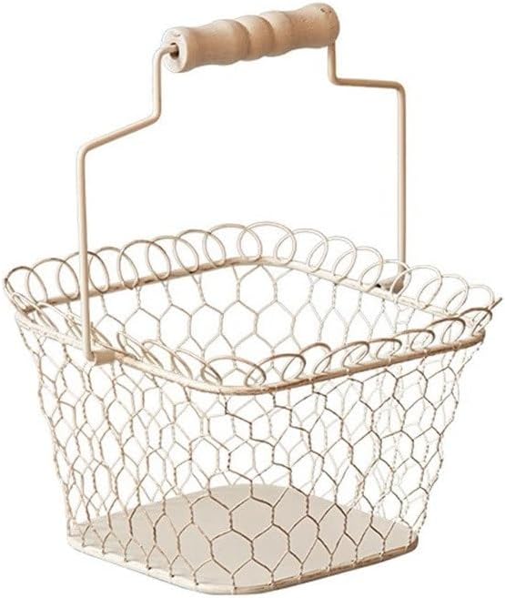 アイアン収納バスケット 日本製鉄製レトロ収納バスケット キッチンスナック 卵収納バスケット 幅広い用途(25cm)