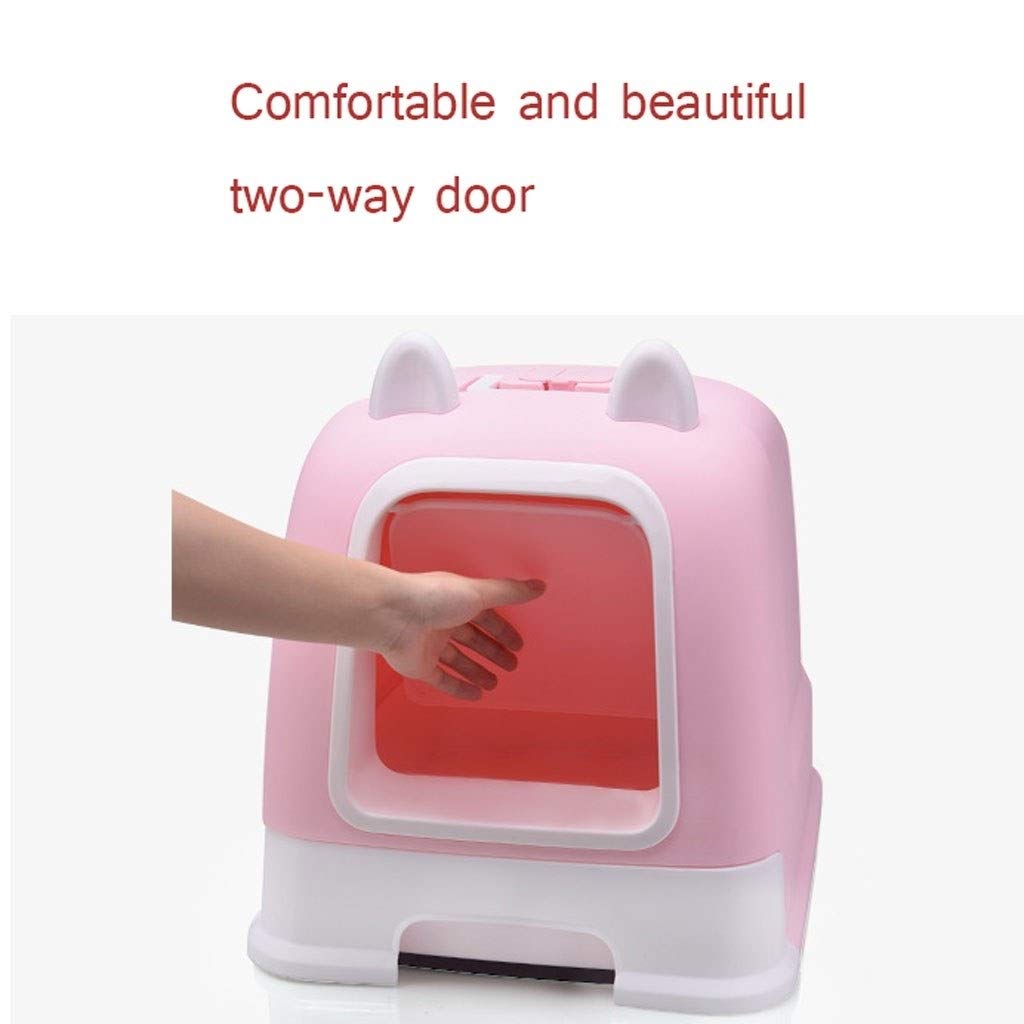 Haustiertoilette Mode Kreativer tragbarer Griff Automatische Katzentoilette Haustier Mülleimer mit Schublade Katzenstreu Katzentoilette Katzentoilette (Farbe: Roze)