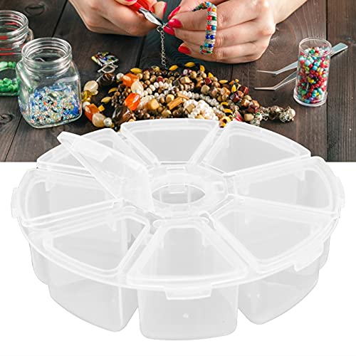 Image of Agatige 8 Grids Storage Jewelry Box, Plastic Material Round Storage Containers Craft Storage for Hand‑Made Loose Beads