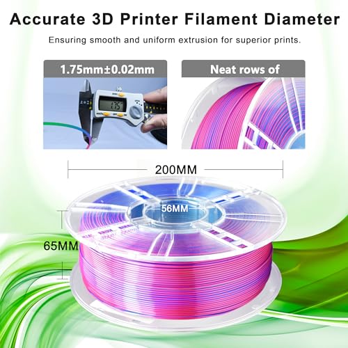 Image of iBOSS Silk Tri-Color PLA+ Filament 1.75mm 1Kg, Triple Color Silk PLA Plus Filament, Silk PLA PRO Filament, Neatly Wound 3D Printer Filament, 3 in 1 Multi Color Filament + /-0.02mm, Silk Red Blue Green
