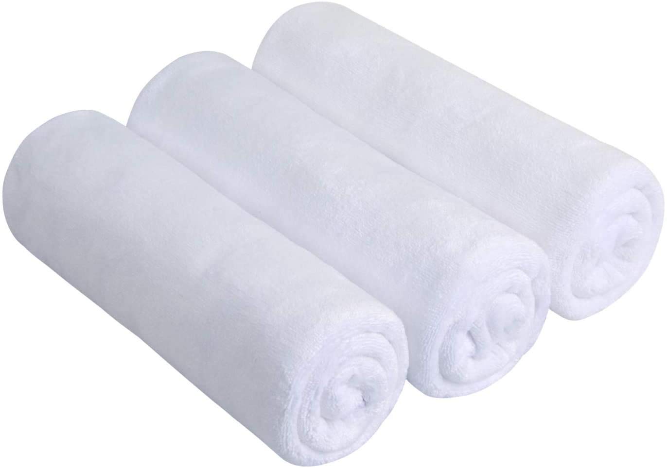 BW&HM Toalla Gimnasio Microfibra Deporte Toallas Gym Hombre Mujer Secado rápido 40 x 80 cm Paquete de 3 Blanco