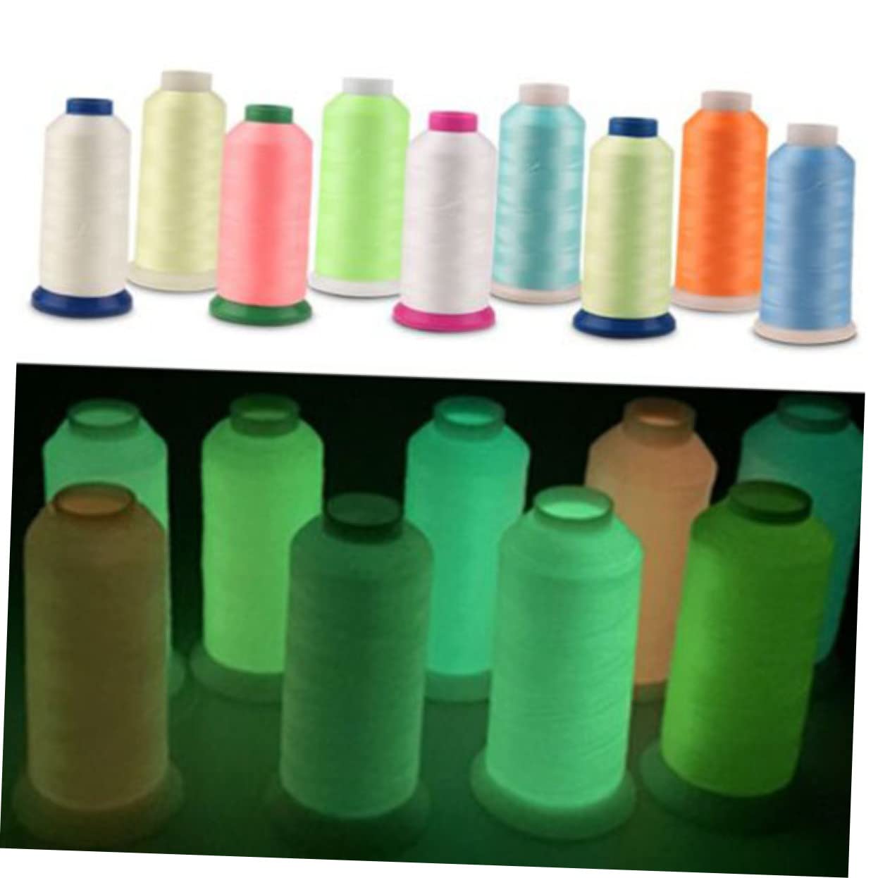 STOBOK 3piezas Hilo De Bordar Glow La Oscuridad De Yards Hilo De Coser Verde Para Bordado y Manualidades Para Ropa y Accesorios