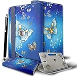 7inch Tablet Case - Universal PU Leather Stand Folio Case Cover for All 6",6.8",7" Tablets, Fit for Kindle eReaders Fire Tablet- Kobo/Voyaga/Lenovo/Sony E-Book/iPad Mini 5 4 3 2 1 (Butterfly Gold)