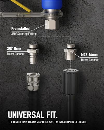 Image of XENDYWASHER Short Swivel Pressure Washer Gun Pro, Stubby Pressure Washer Gun with 3 /8 inch Smooth & 1 /4 inch Quick Connector, Self-Locking Quick Connect Compatible with Hose Foam Cannon Car Wash Foam Gun