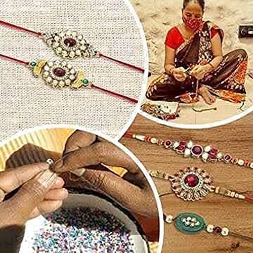 Handcrafted Pearl & Kundan Bhaiya Rakhi for Brother (R120W)