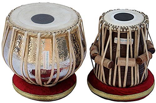 Maharaja Musicals Tabla Drum Set, Concert Quality, 4.5 Kg Chromed Copper Bayan, Sheesham Tabla Dayan with Padded Bag, Book, Hammer, Cushions, Cover, Tabla Instrument Indian (PDI-AAD)