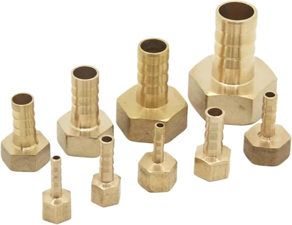 1pc Pagoda connector 6 8 10 12 14mm hose barb connector, hose tail thread 1/8 1/4 3/8 1/2 inch thread (PT) brass water pipe fittings(8mm Barb,1/4")