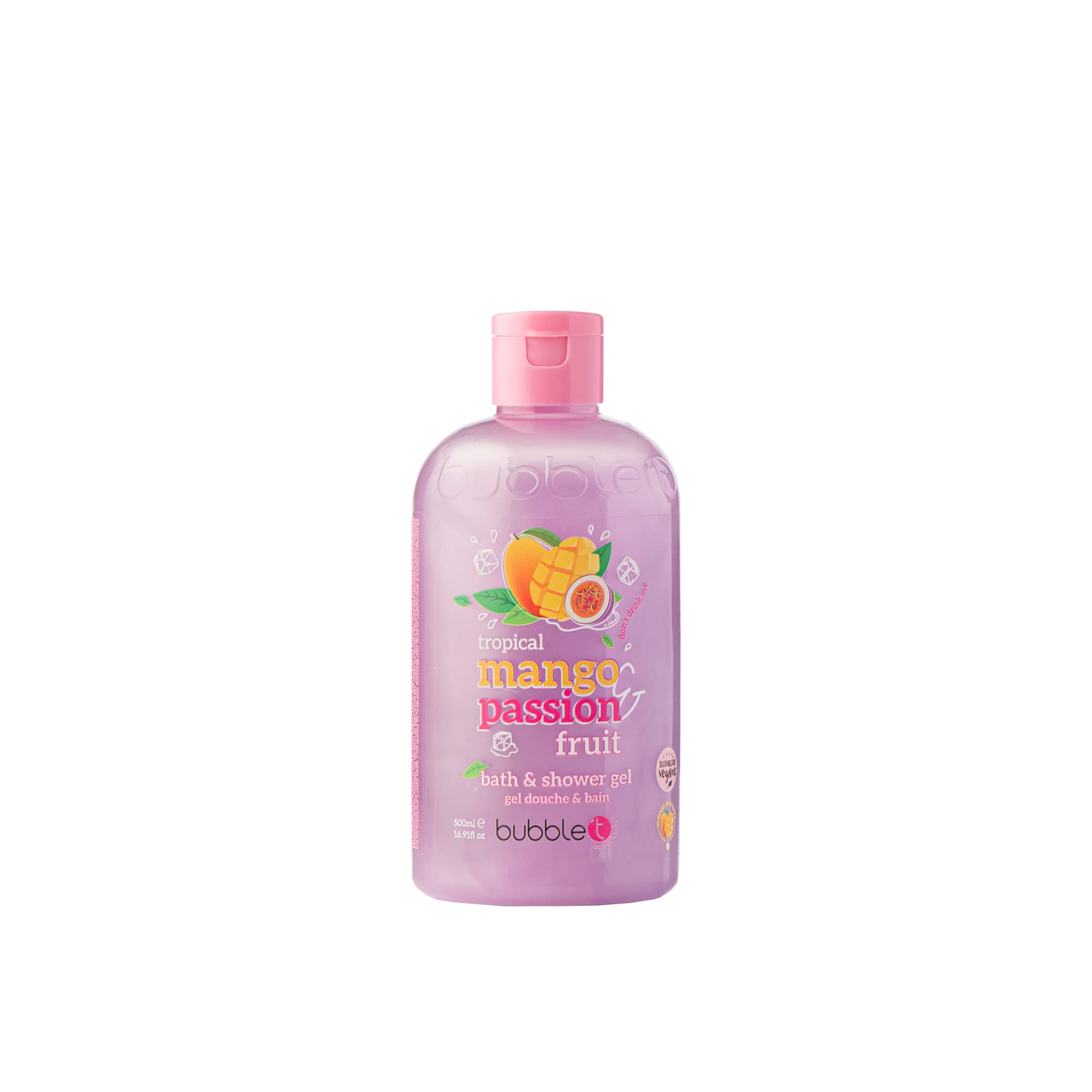 bubble t cosmetics Smoothie Mango & Passionfruit Bath & Shower Gel, Packed with Fruity Extracts to Nourish & Hydrate Skin - 1 x 500ml