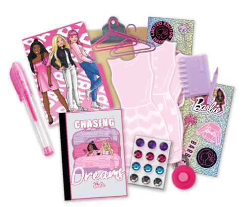 Image of Barbie Design Activity Locker - Creative Kids Craft Set with Mini Journal, Stickers, Clipboard & Working Lock, Portable Art Locker Playset Ages 3+