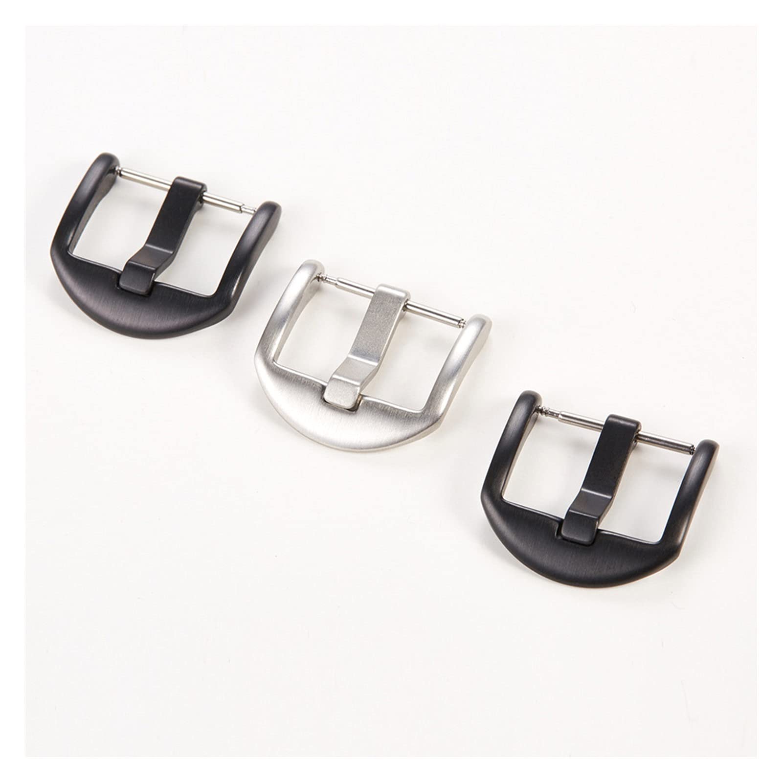 Cinturino Universale con Fibbia in Acciaio Inossidabile, con Chiusura a Doppia Faccia, Colore Nero e Argento (20 mm, Nero)