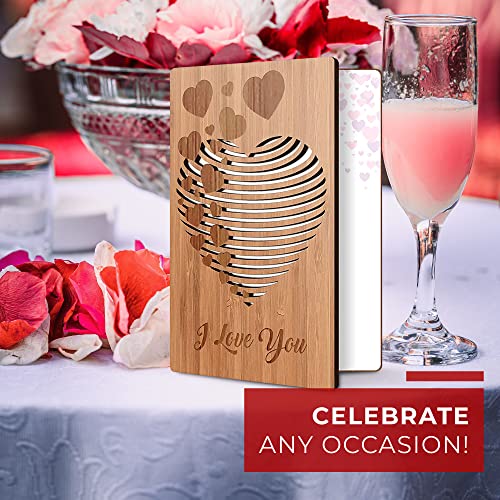Heartspace | Handmade Wood Anniversary Card & Gift For Her, Him, Wife, Girlfriend, Husband | Romantic I Love You Card For Weddings, Birthdays | Unique & Memorable | Sustainable Bamboo | Loving Heart #TOP4