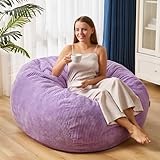Homguava Bean Bag Chair: Teardrop Bean Bags with Memory Foam Filled, Compact Beanbag Chairs Soft Sofa with Corduroy Cover (Purple)