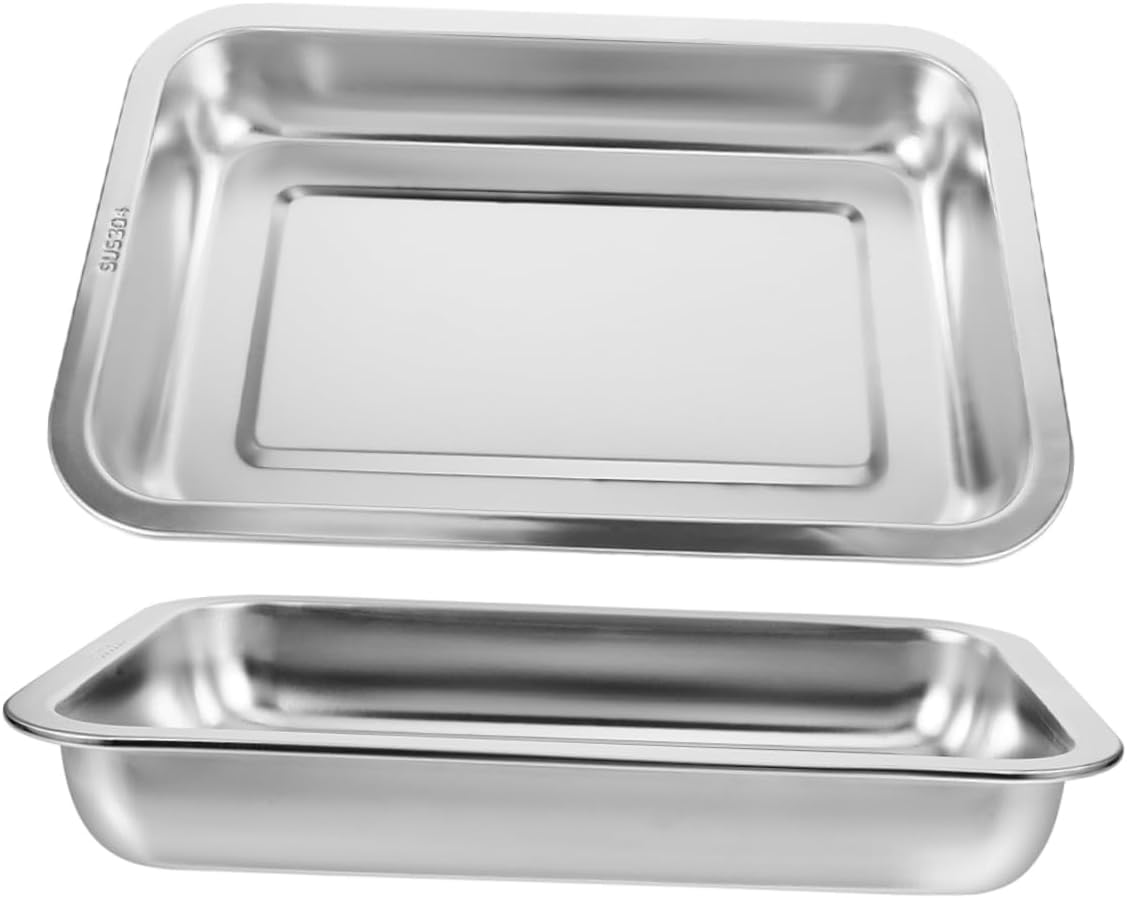 BUGUUYO 2pcs Stainless Steel Cat Litter Box Cat Toilet Pet