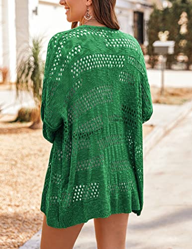 Image of HOTOUCH Lightweight Crochet Cardigan for Women Long Sleeve Open Front Knit Oversized Cardigans Sweaters