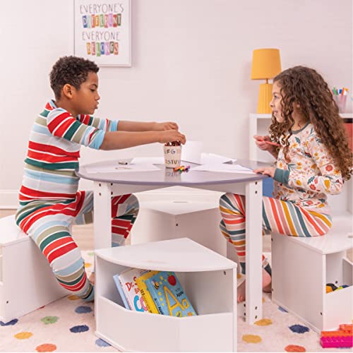 Milliard Kids Table And Chair Set- Activity Play Table For Toddlers-Round Nesting Design With 4 Storage Stools #TOP1