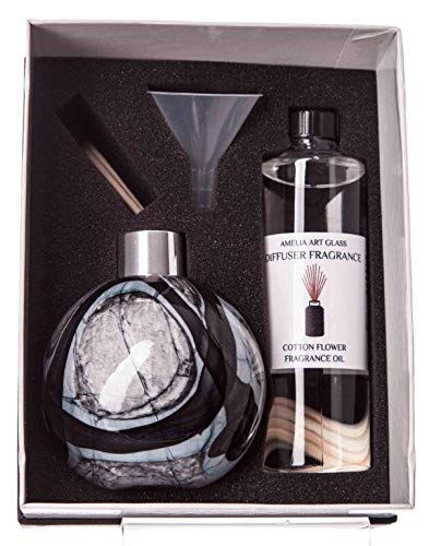 Reed Diffuser Gift Set in Grey, Black & Turquoise - Arctic Storm with Cotton Flower Fragrance