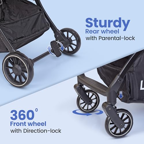 Image of LuvLap Regency Baby Stroller, Pram for 0 to 3 Years with 5 Point Safety Harness, Large Storage Basket, Heavy Duty Wheels, Easy Fold, Extendable Canopy, Multilevel Recline & Adjustable footrest