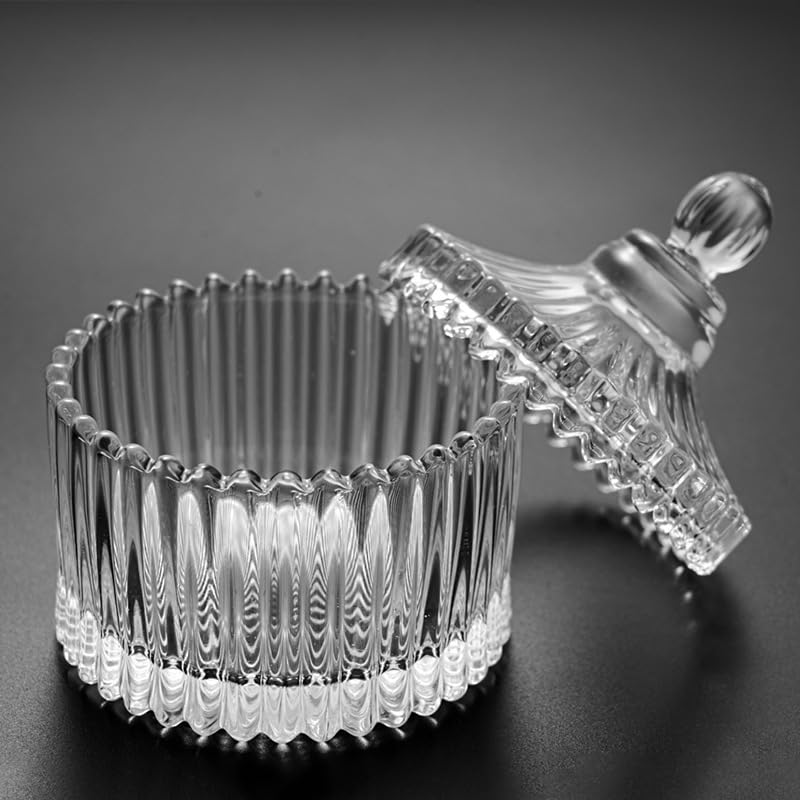 4PCS Zuccheriera di Vetro con Coperchio, Vetro Candy Sweet Jar, Cristallo Coperto Candy Buffet Jar, Piccoli Barattoli con Coperchi, Festa di Nozze Buffet Casa Decorativa