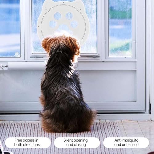 Katzenklappe Fliegengittertür Sonwaha Katzentür Katzenklappe für Fliegengitter Abschließbar Automatischen Verschluss Katzentür Balkontür für Katzen&kleine Hunde (Weiß)