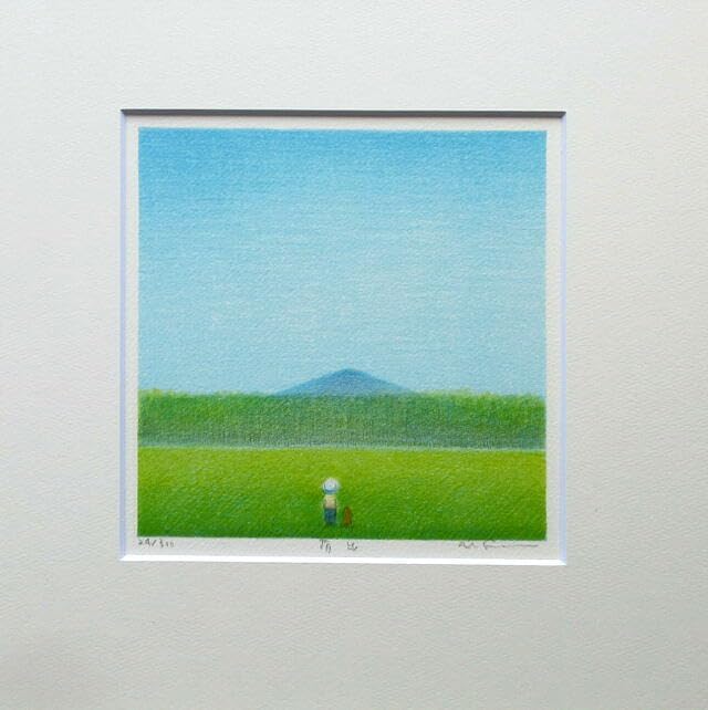 府川誠 【遠足】リトグラフ 新入荷！府川誠 版画作品✨ 府川誠 『鳥と犬と』 315mm×315mm