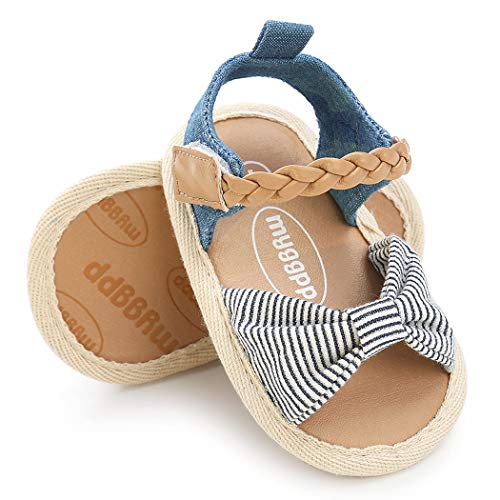 Babitina Baby Girl Sandals Anti-Slip Sole Summer First Walkers Newborn Shoes Infant Sandals Girls(12-18 Months M Us Toddler,A-Stripe White) #TOP1