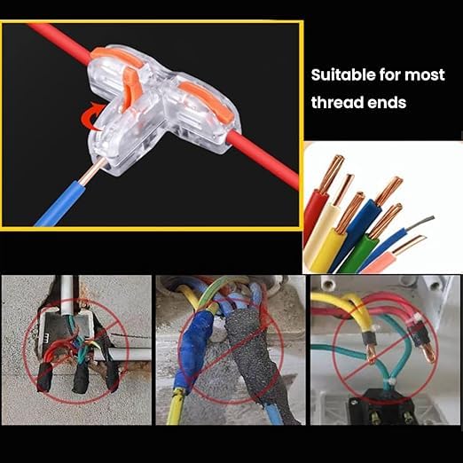 Image of ZIVIK 50 Pcs T-Shape 3 Way Wire Conductor Quick Cable Splitter Electrical Connectors Push-in Terminal Block Universal Wire Connectors for AWG 28-12 Cable, Wire Connector /Wire Jointer Cable Clamp