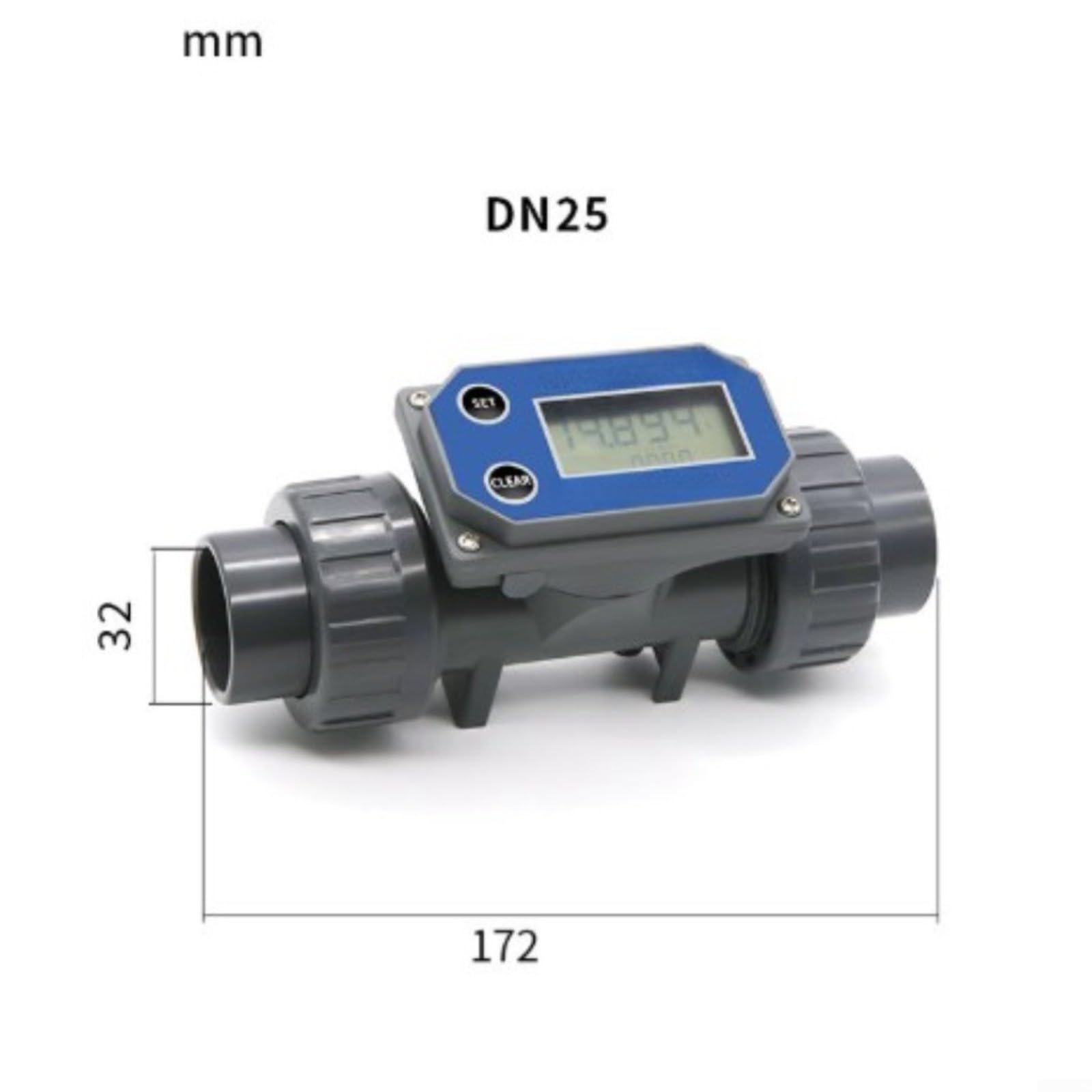 Misuratore di portata dell'acqua di DN25 Digital, sensore della turbina 20-280L/min con il LCD per l'irrigazione dell'azienda agricola ed i sistemi industriali (con il filo)