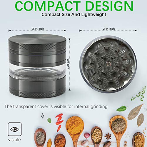 CyanCloud Grinder Crusher Pollen Herb Grinder für Spice,Kräuter,Gewürze,Herb, 4-teiliges Set mit Pollen Scraper