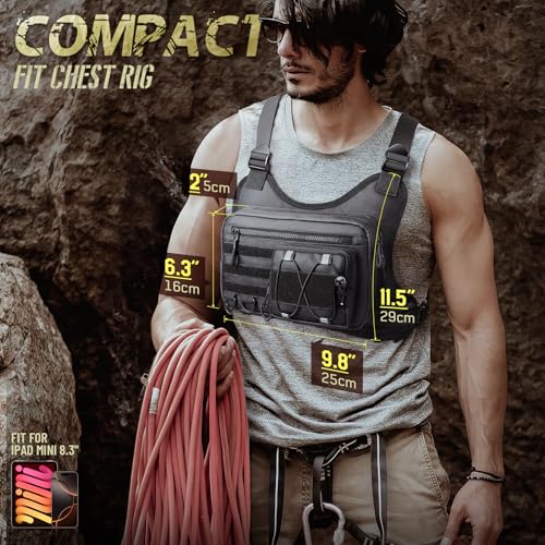 Chest Bag for Men Women, Tactical Chest Rig with Holster, Sport Chest Pack for Outdoor, Running Vest for Hiking, Cycling, Travel, Workouts, EDC by RXW - Used condition - Image 2