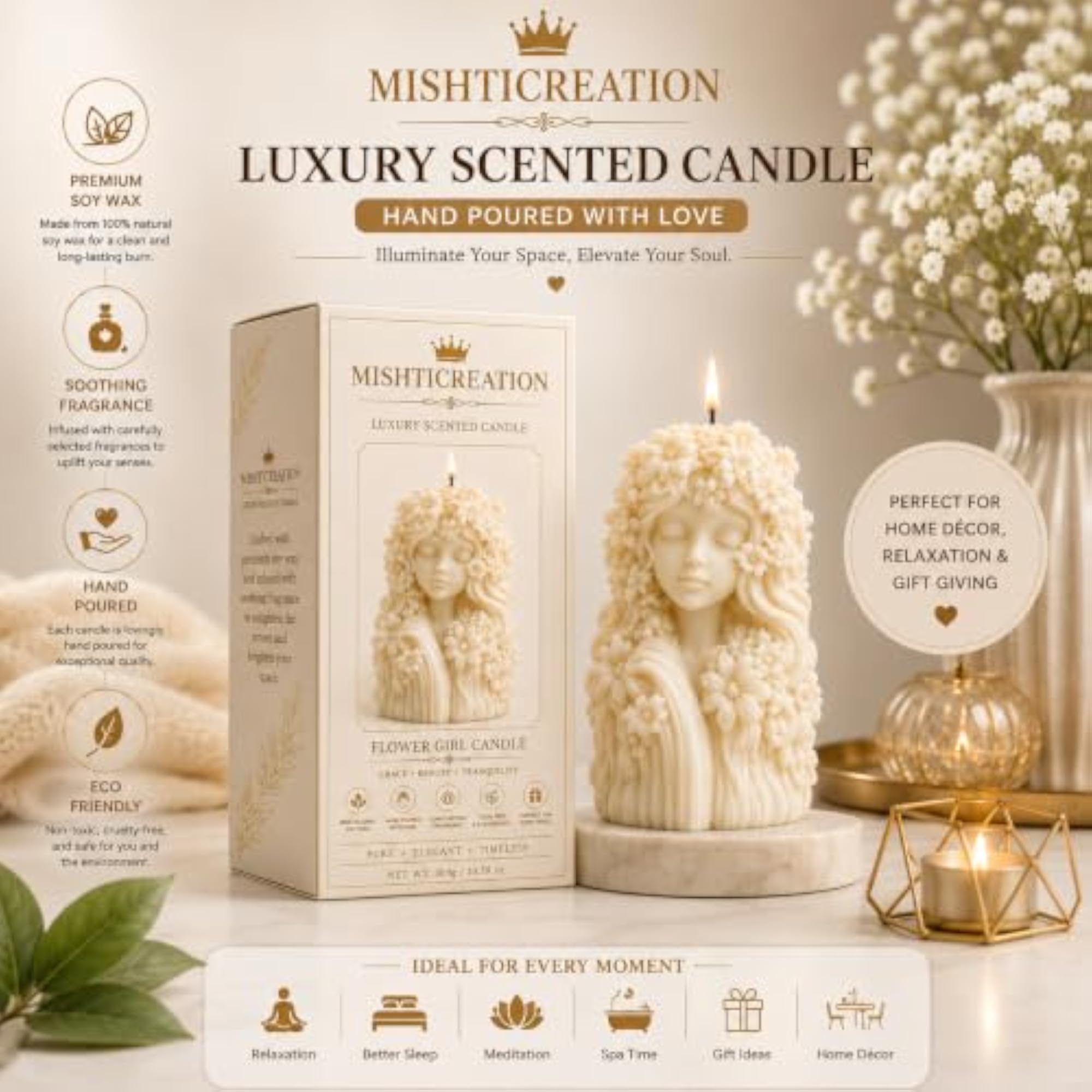 Flower Girl Scented Decorative Candle for Home Décor