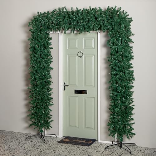 8ft (2.40m) Samuel Alexander Single Door Plain Green Flat Top Christmas Tree Arch with 2000 Tips